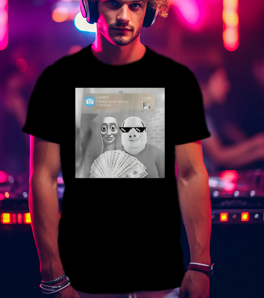 Tung Tung Sahur John Pork Meme With Motion Alert And Money Stack T-Shirt