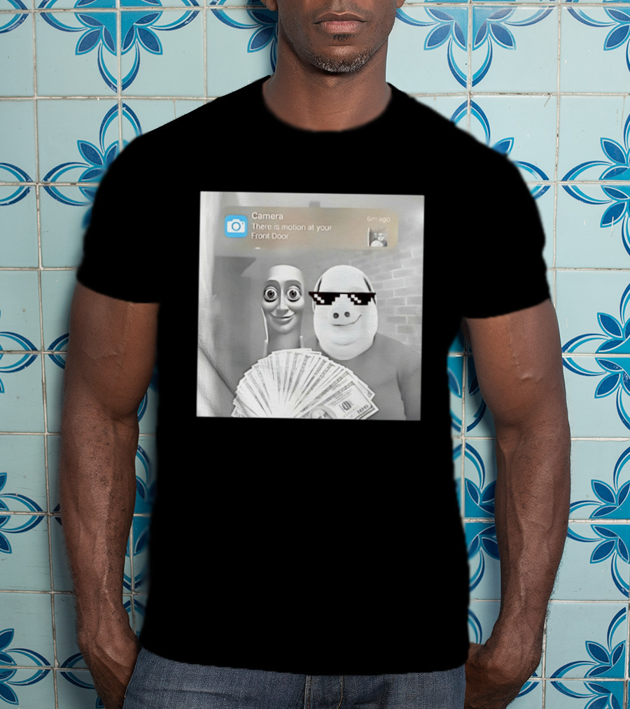 Tung Tung Sahur John Pork Meme With Motion Alert And Money Stack T-Shirt