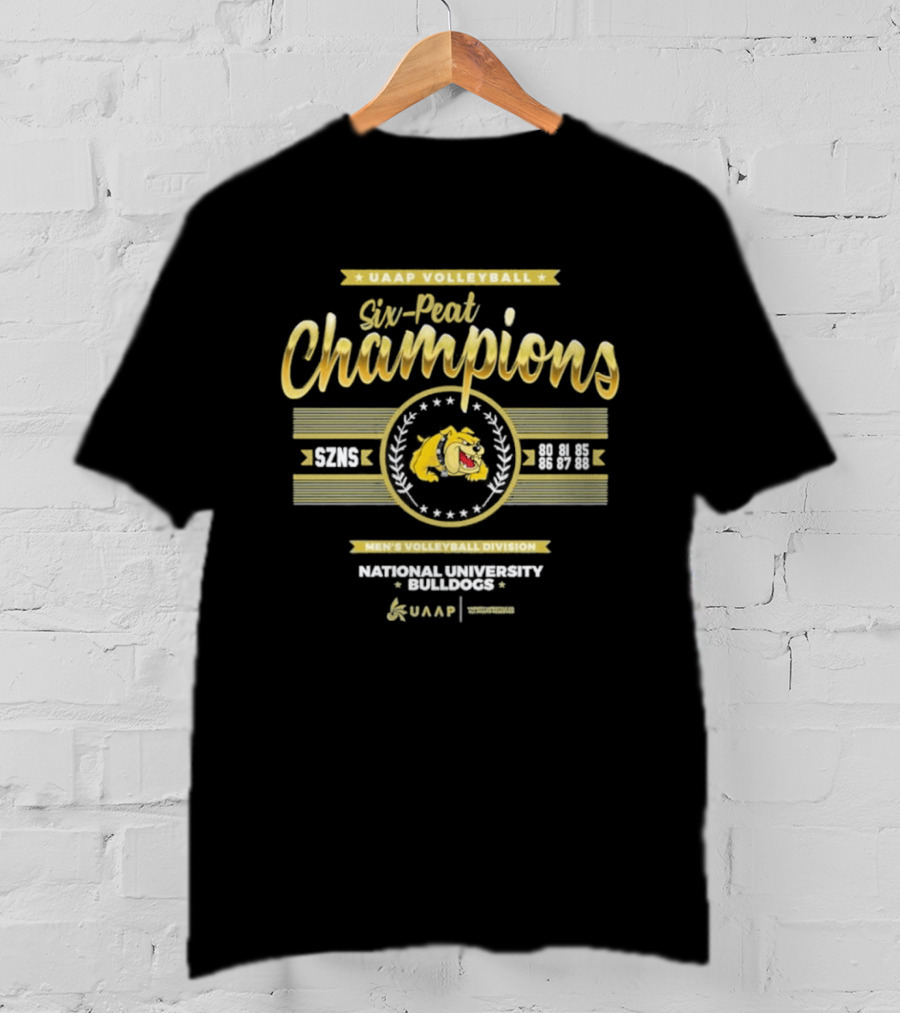 UAAP Volleyball Six Peat Champions National University Bulldogs Men's Volleyball Division T-Shirt
