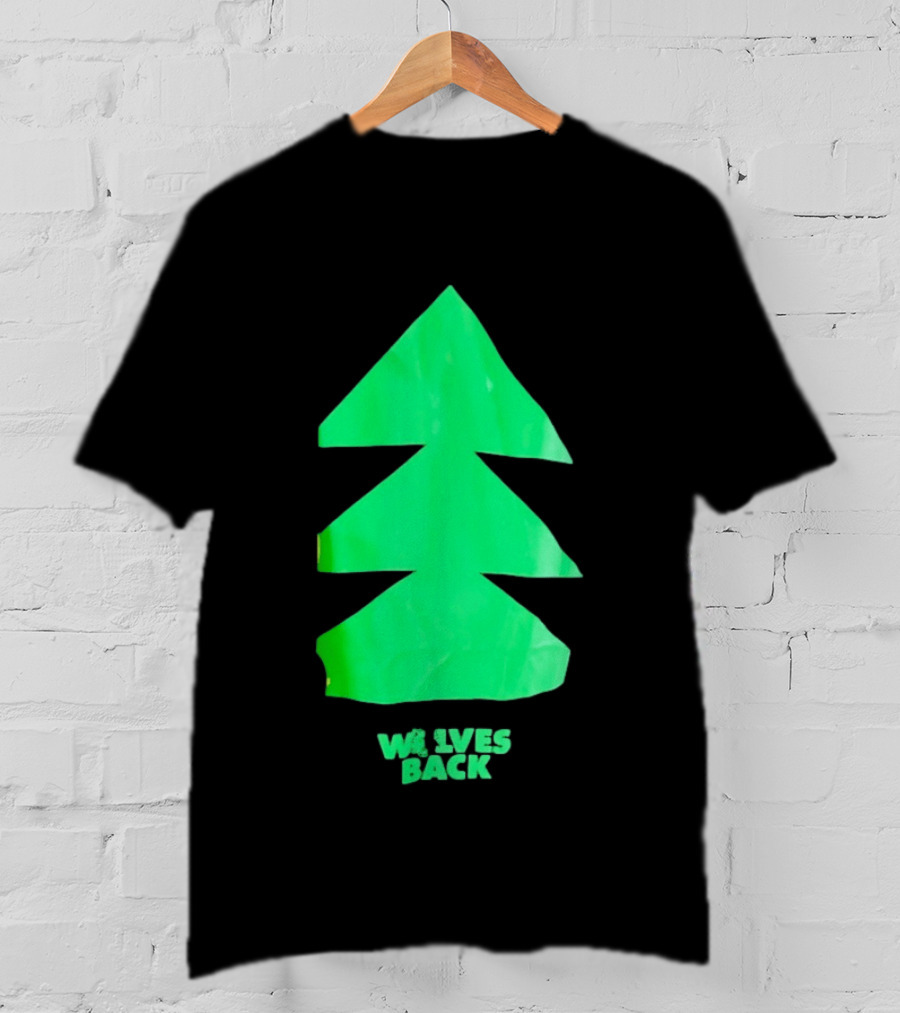 Wolves Back Tree Green Triangular Shapes T-Shirt