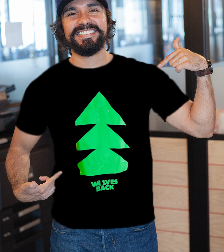 Wolves Back Tree Green Triangular Shapes T-Shirt