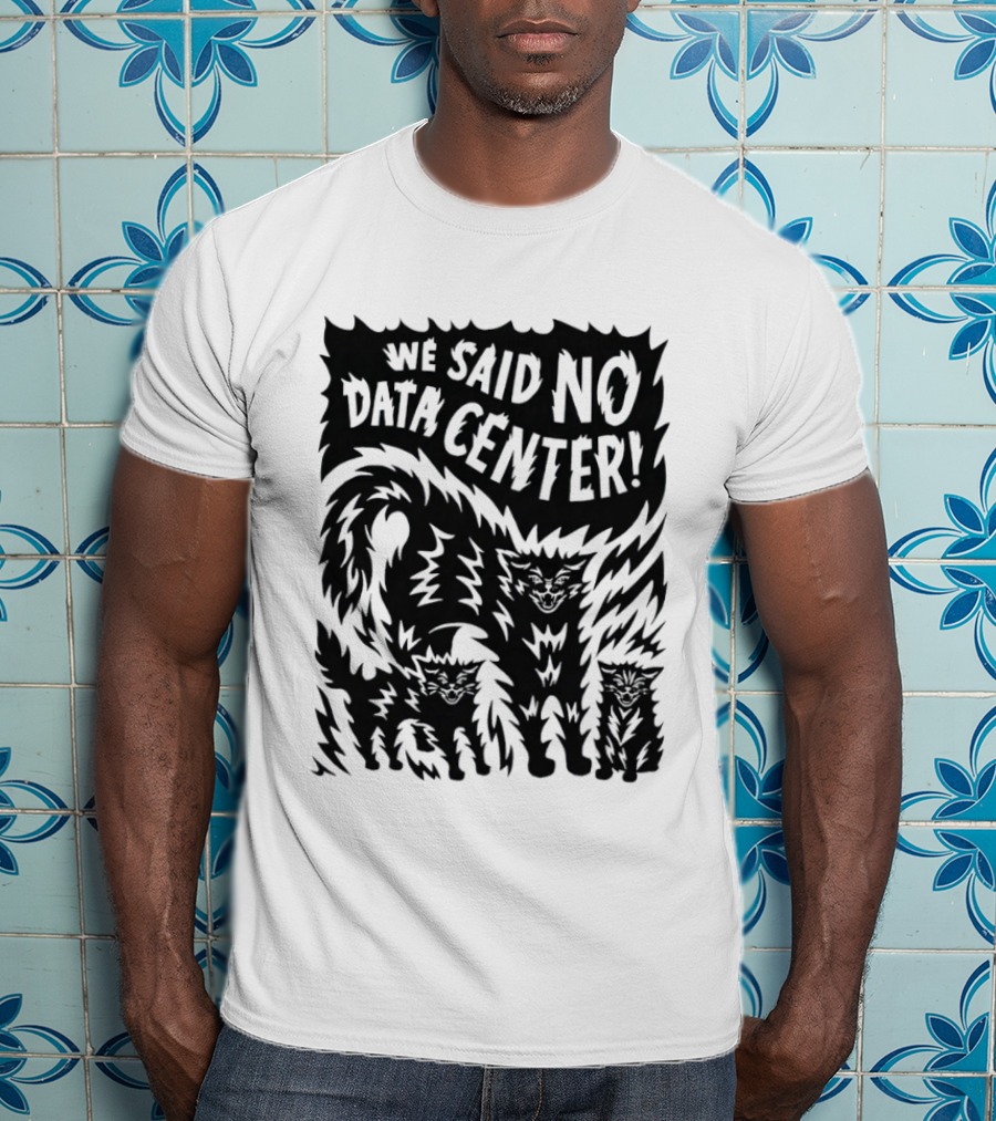 We Said No Data Center Angry Cat Linocut T-Shirt
