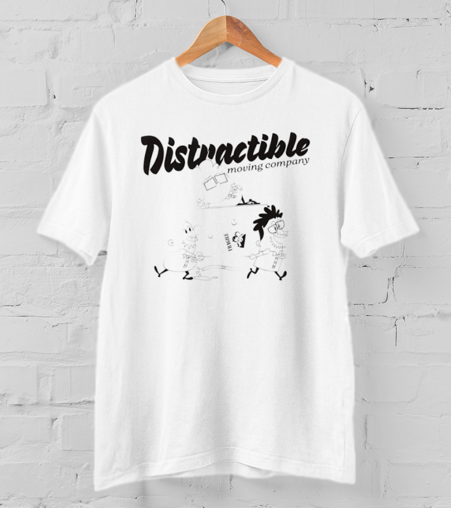 Distractible Moving Company Cartoon Characters Lifting Furniture T-Shirt