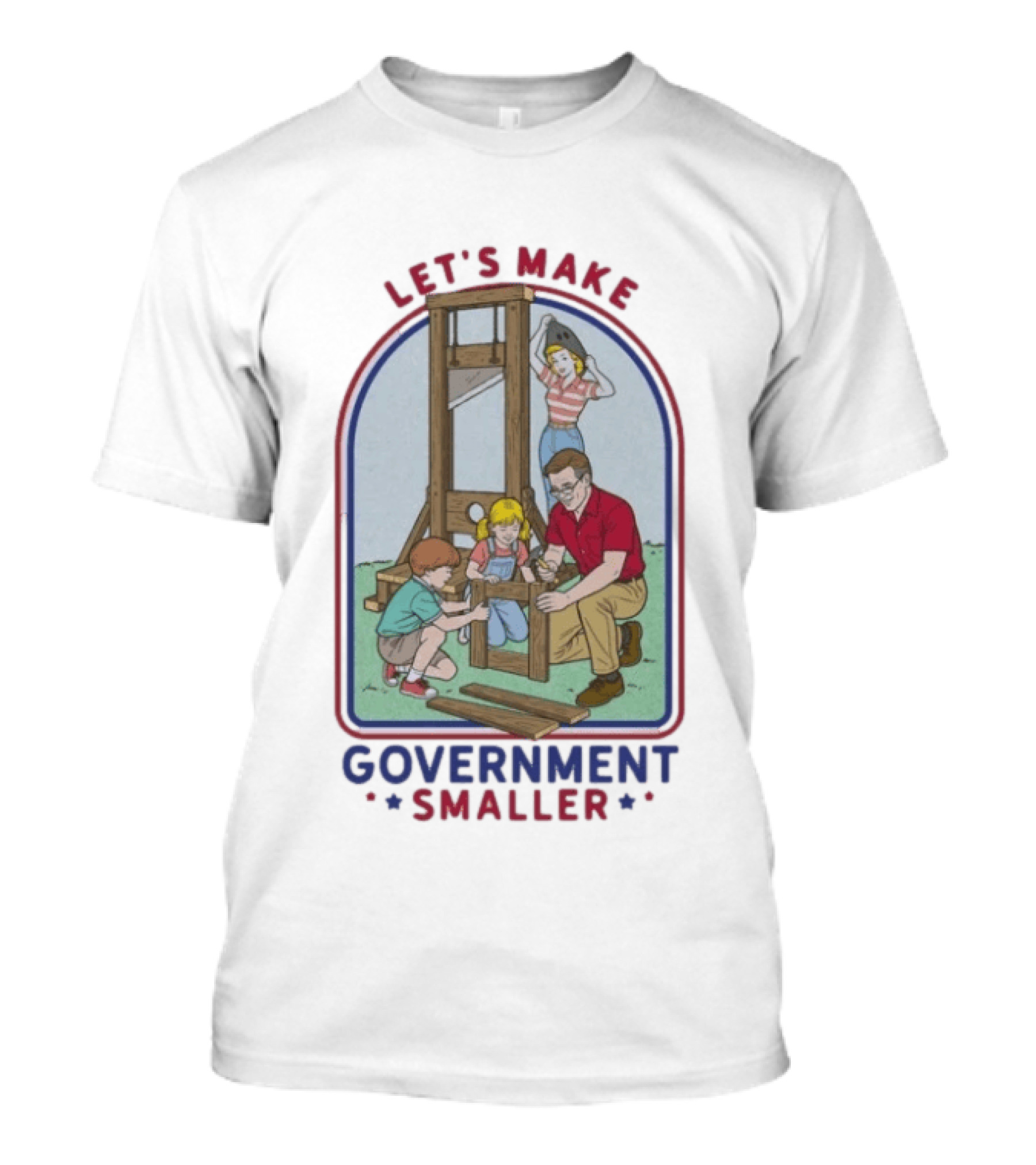 Let's Make Government Smaller Vintage Family Scene T-Shirt