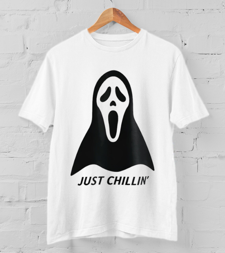 Ghostface Just Chillin Halloween Horror Mask T-Shirt