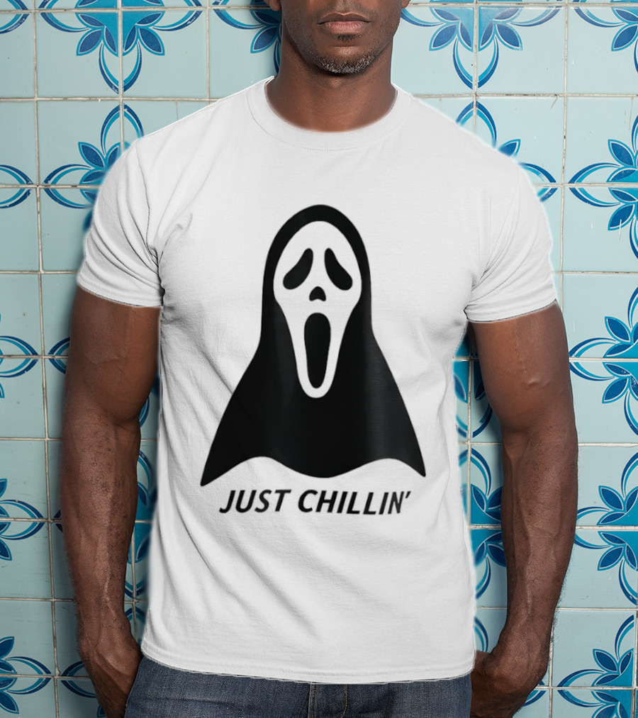 Ghostface Just Chillin Halloween Horror Mask T-Shirt