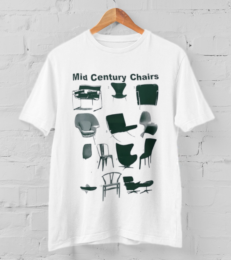 Mid Century Chairs Iconic Furniture Collection T-Shirt