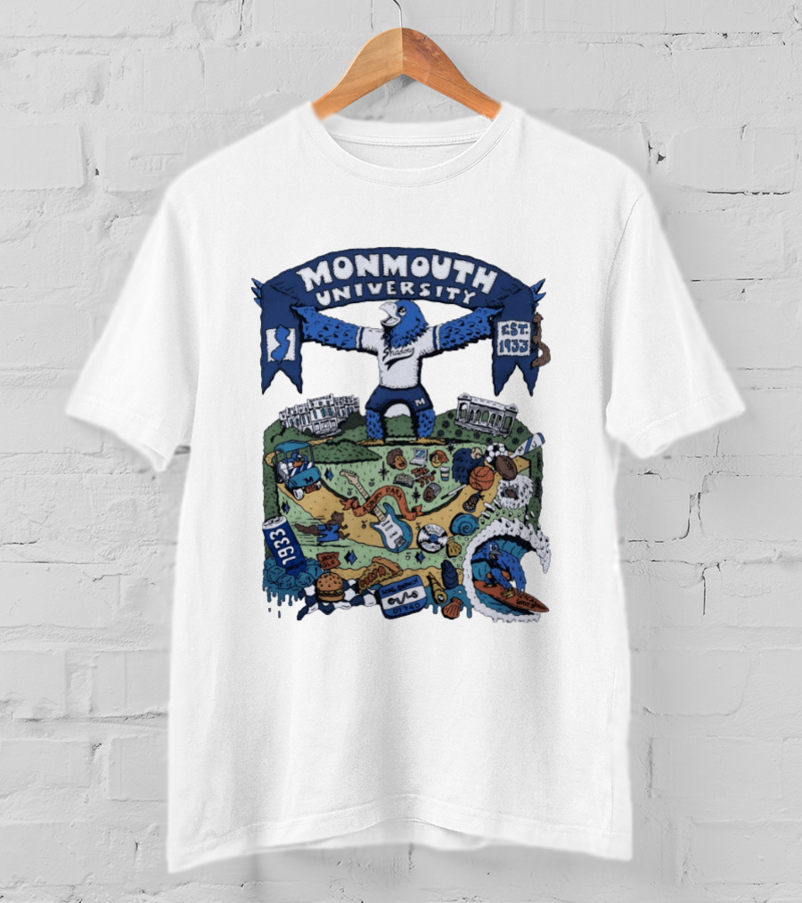 Monmouth University Julia Gash Shadow The Seahawk Est 1933 Campus Landmarks And Sports Motifs T-Shirt
