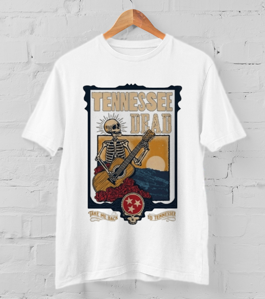 Tennessee Dead Skeleton Playing Guitar With Sun And Roses T-Shirt