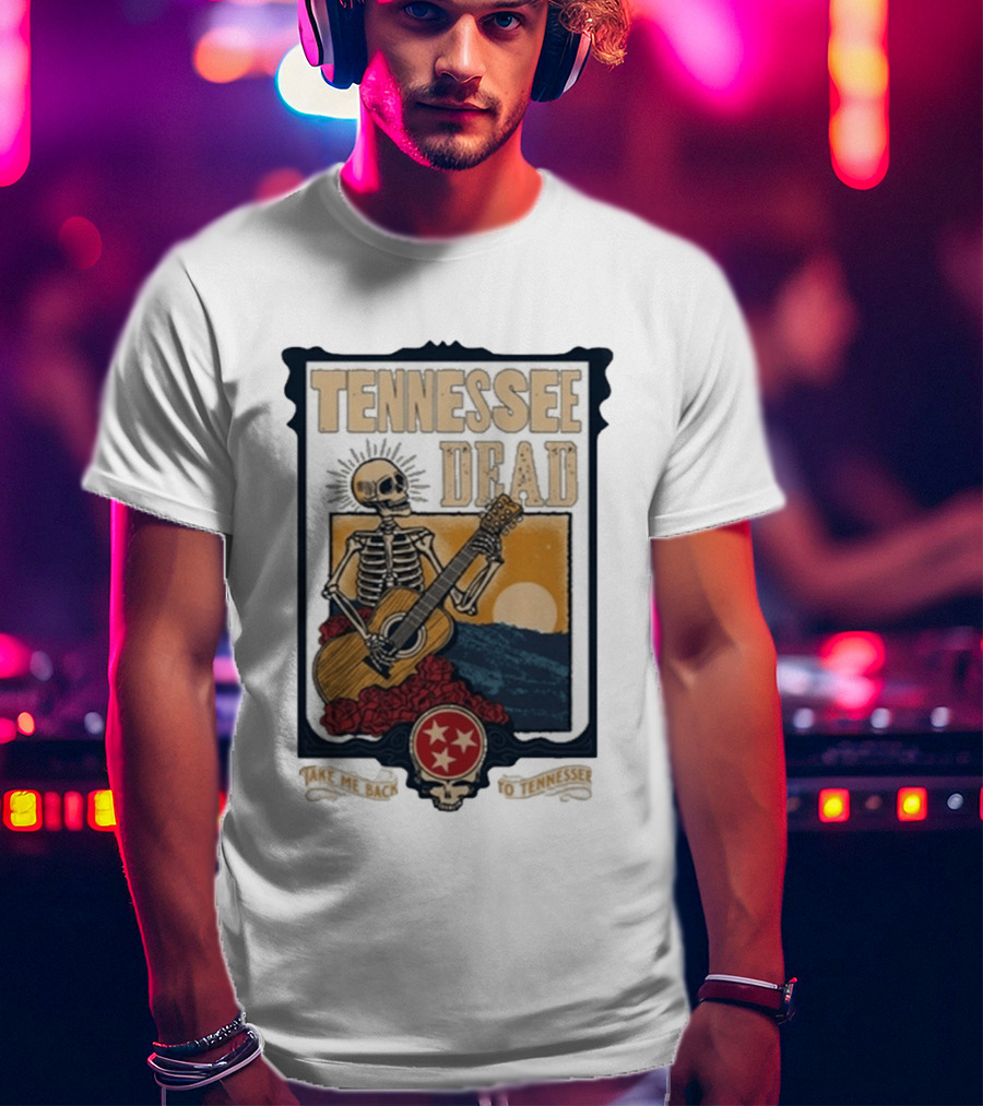 Tennessee Dead Skeleton Playing Guitar With Sun And Roses T-Shirt