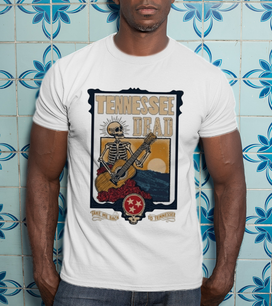 Tennessee Dead Skeleton Playing Guitar With Sun And Roses T-Shirt