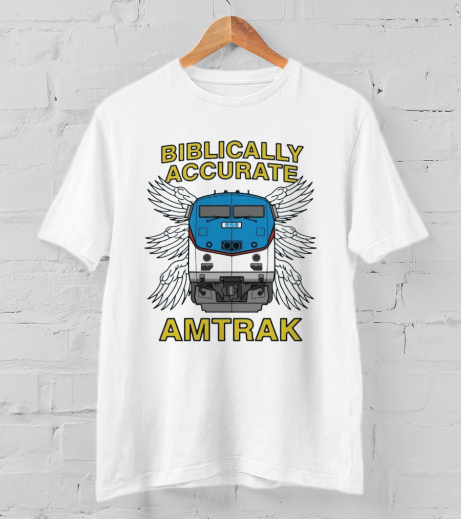 Biblically Accurate Amtrak Winged Train T-Shirt