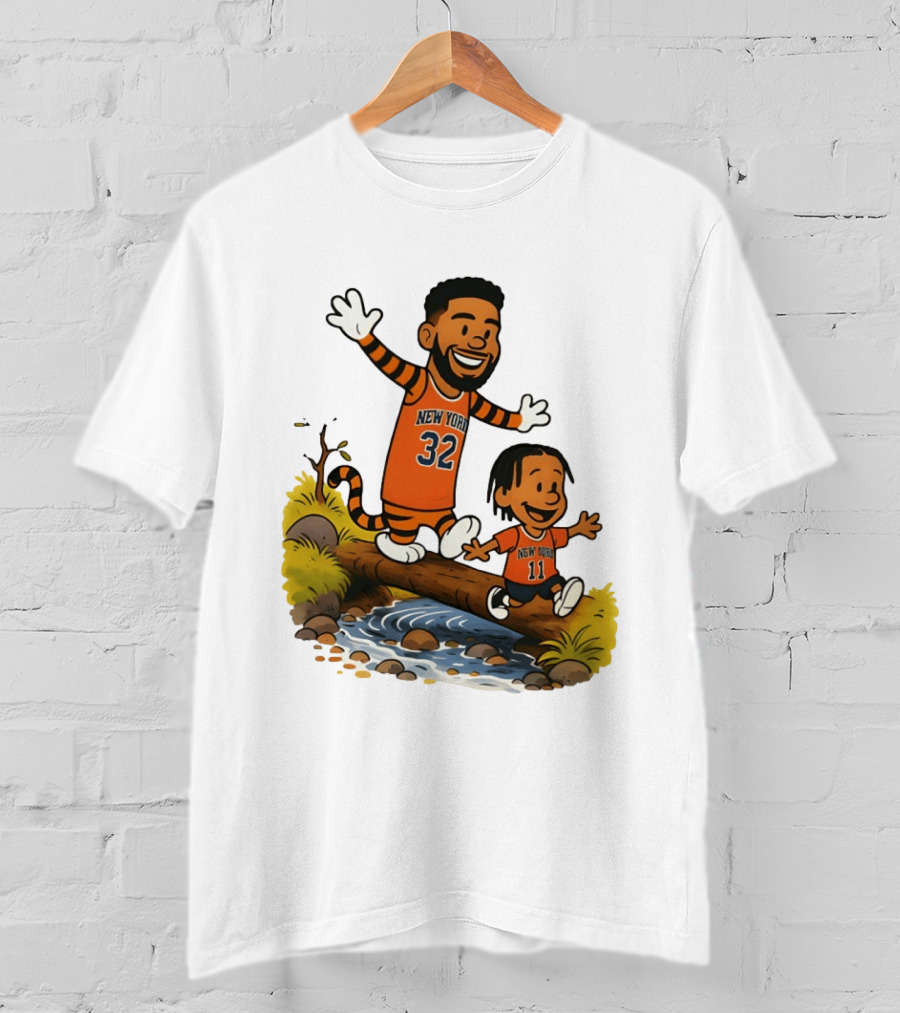 Calvin And Hobbes Crossover Karl Anthony Towns Jalen Brunson New York Knicks Basketball T-Shirt