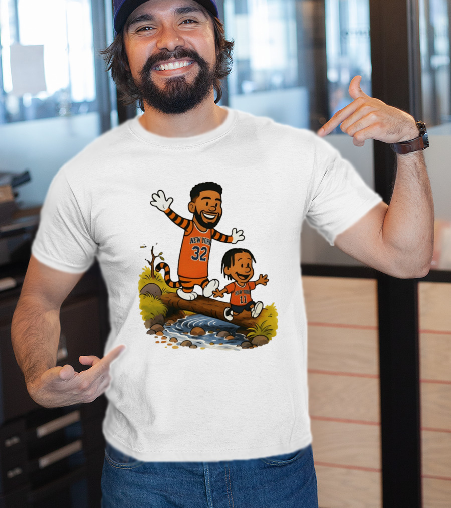 Calvin And Hobbes Crossover Karl Anthony Towns Jalen Brunson New York Knicks Basketball T-Shirt