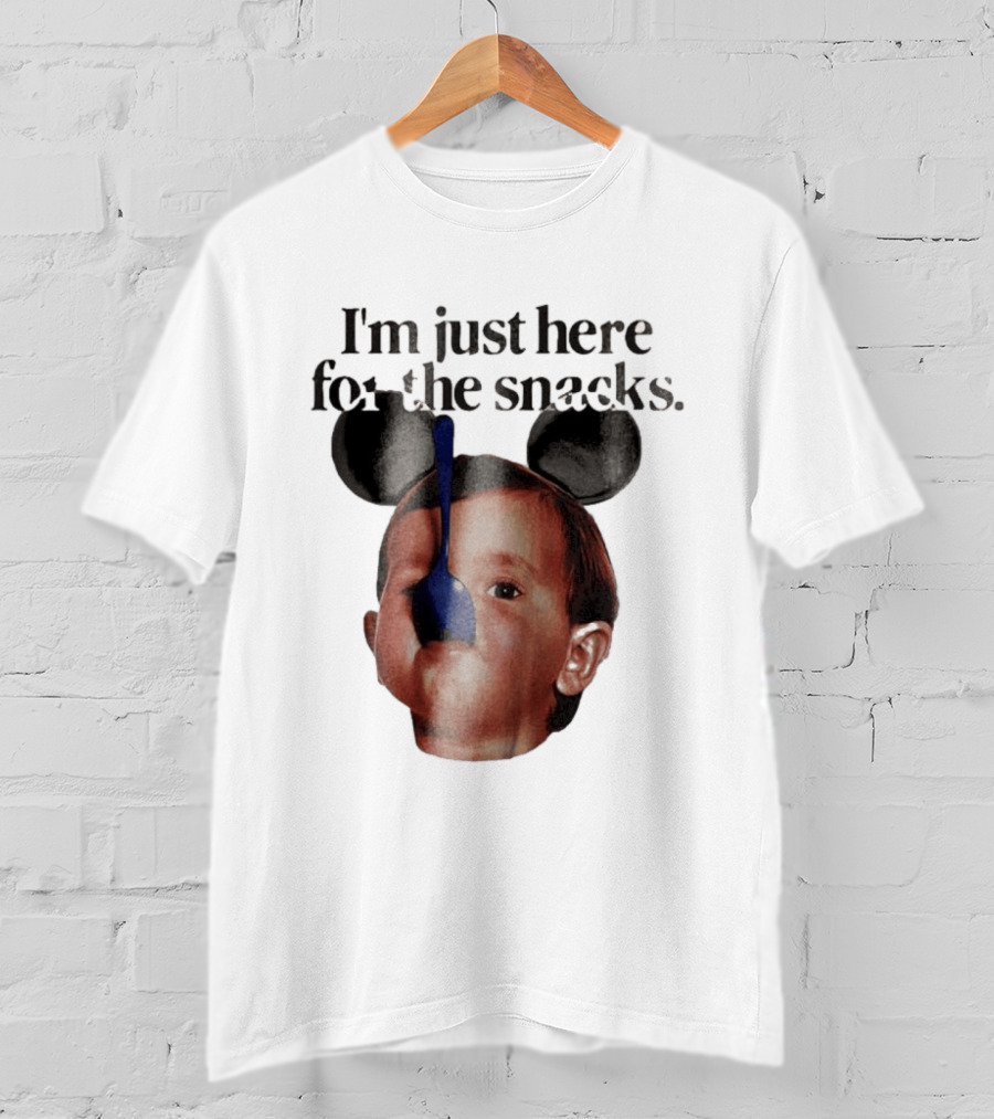 I'm Just Here For The Snacks Mickey Shaped Ears Spoon Face T-Shirt