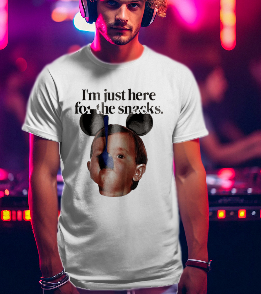 I'm Just Here For The Snacks Mickey Shaped Ears Spoon Face T-Shirt