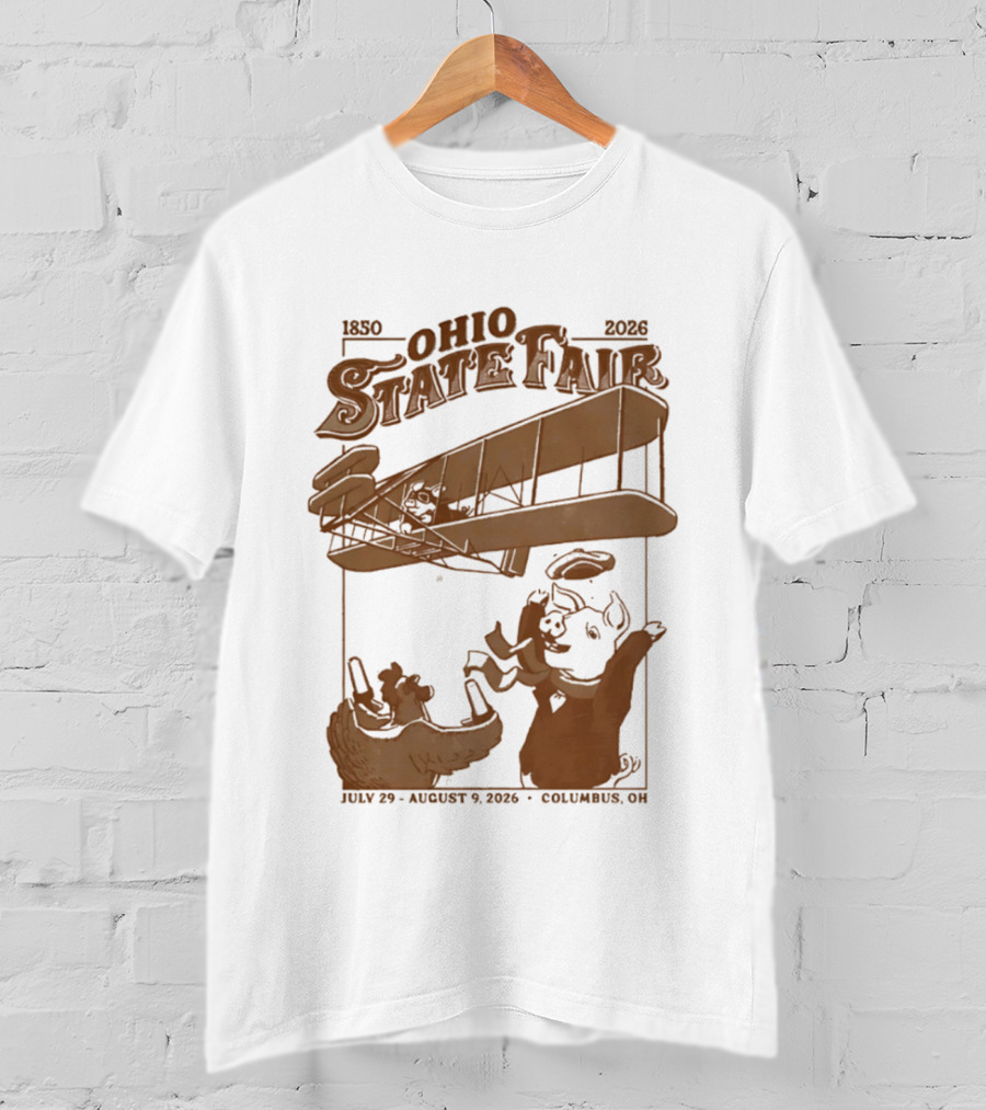 Ohio State Fair 1850 2026 July 29 August 9 Columbus Airplane And Animals T-Shirt