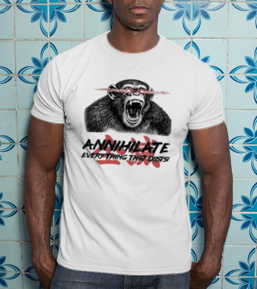 Annihilate Everything That Exists Angry Gorilla Red Eyes T-Shirt