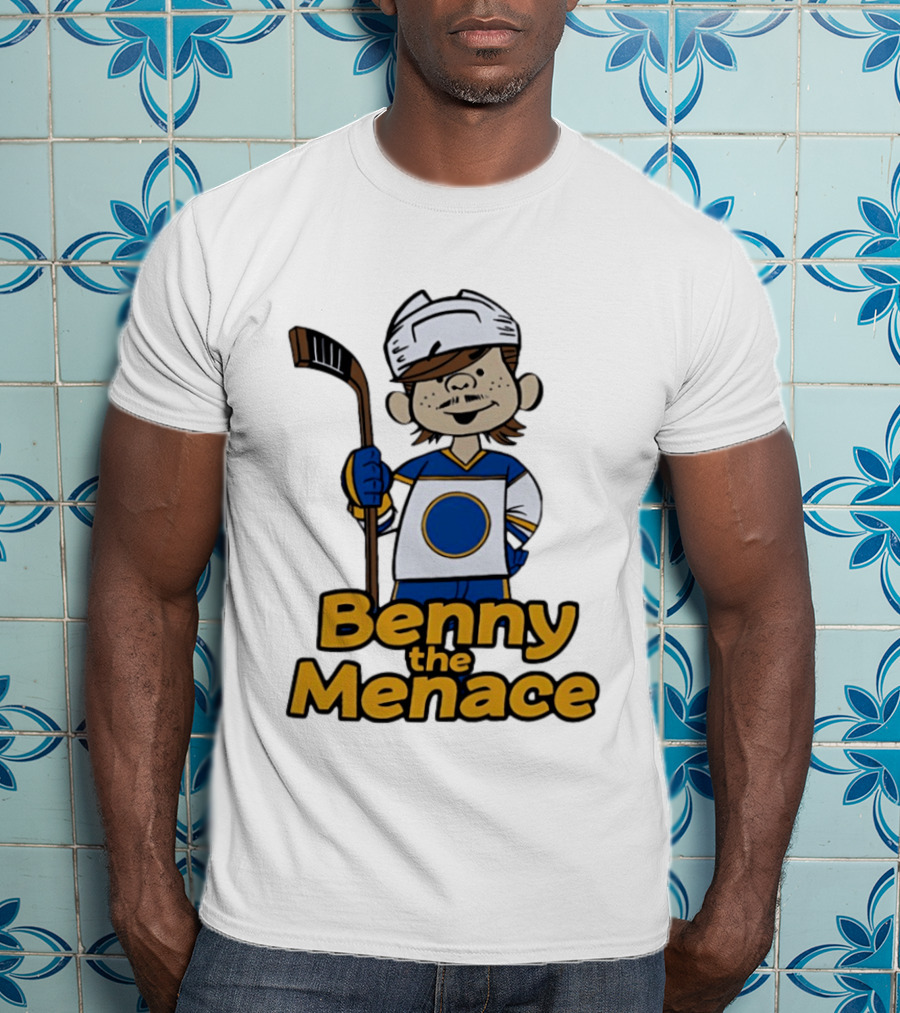Benny The Menace Cartoon Character With Hockey Stick Buffalo Sabres T-Shirt