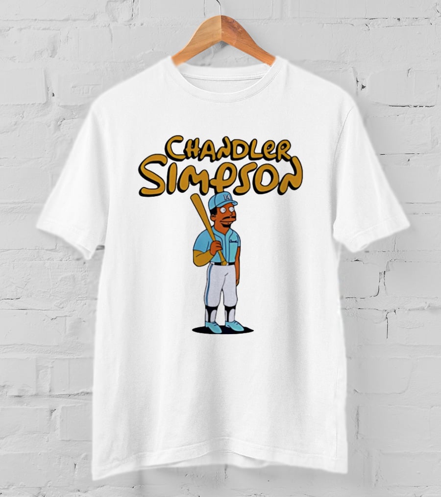 Chandler Simpson Baseball Bat Character In Blue Uniform T-Shirt