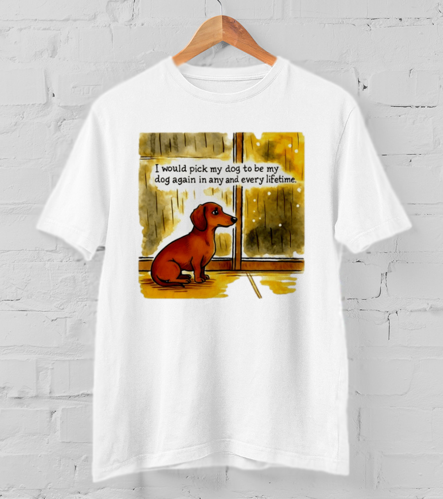 I Would Pick My Dog To Be My Dog Again In Any And Every Lifetime Dachshund By Window T-Shirt
