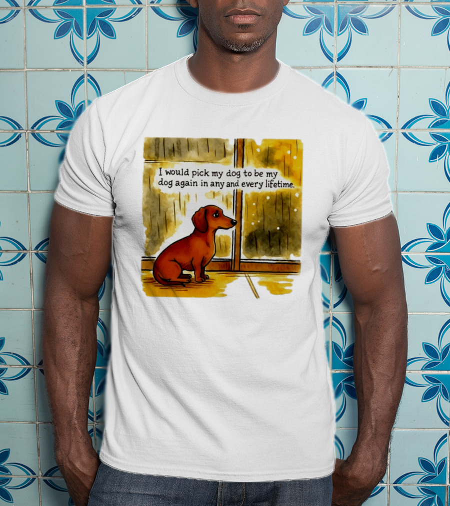 I Would Pick My Dog To Be My Dog Again In Any And Every Lifetime Dachshund By Window T-Shirt