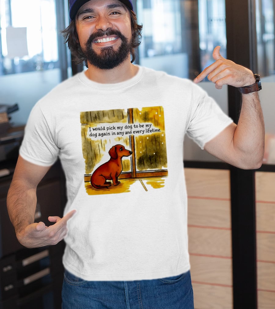 I Would Pick My Dog To Be My Dog Again In Any And Every Lifetime Dachshund By Window T-Shirt