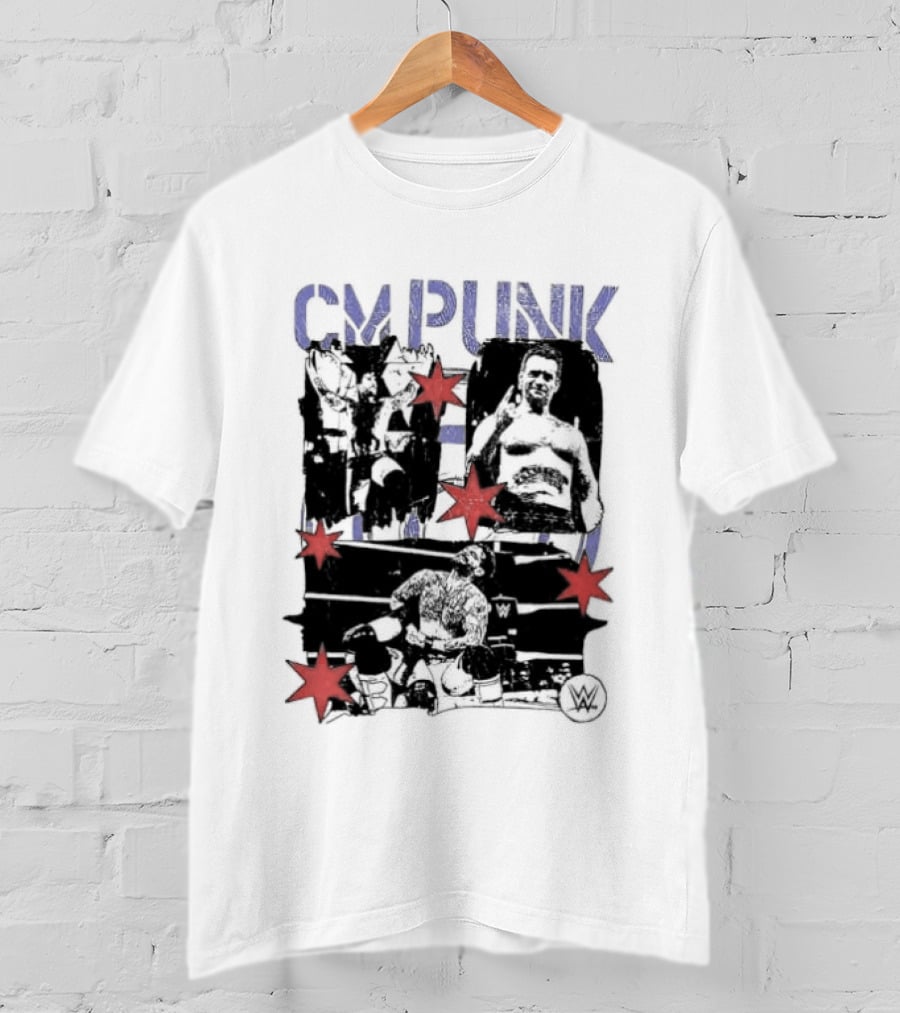 CM Punk WWE Chicago Stars Collage Wrestler Fan Favorite T-Shirt
