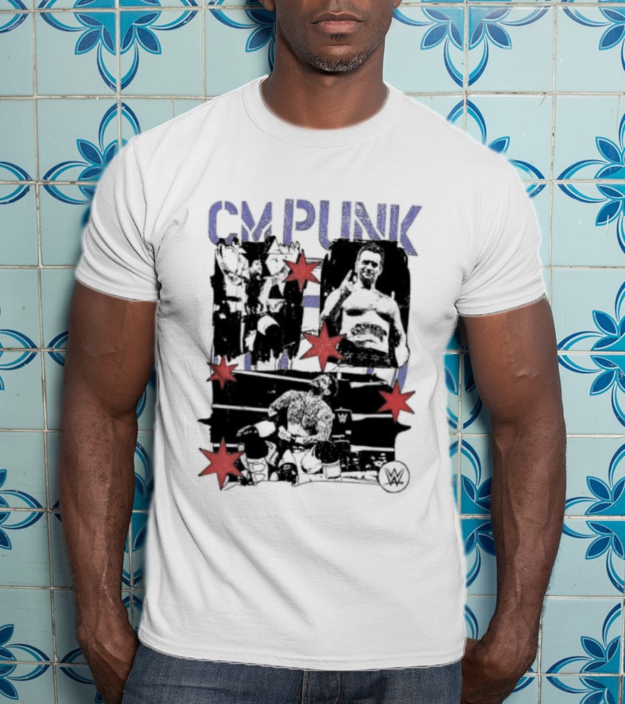CM Punk WWE Chicago Stars Collage Wrestler Fan Favorite T-Shirt