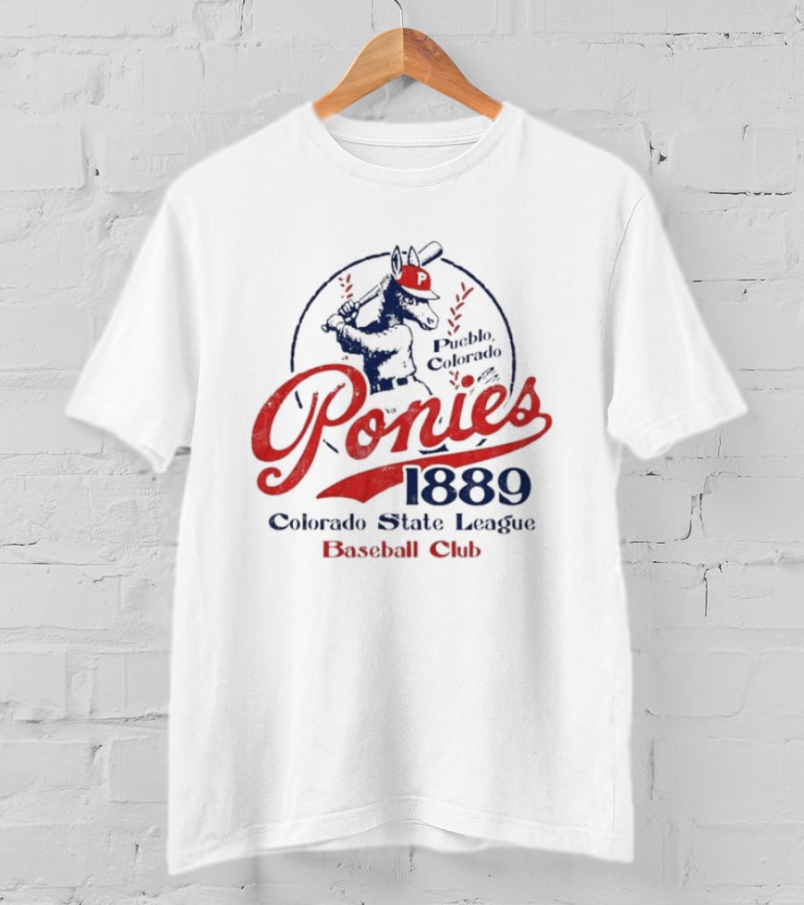 Ponies 1889 Colorado State League Baseball Club Retro Sports Memorabilia T-Shirt