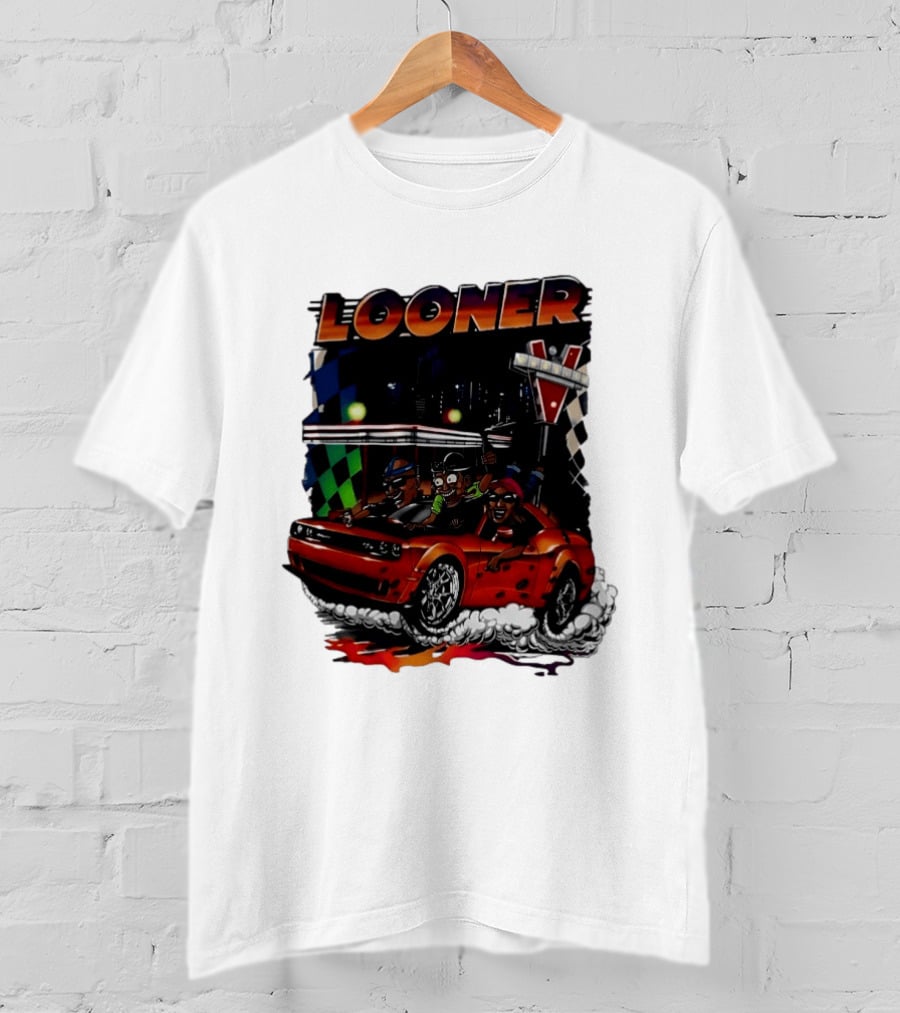 Looner Cartoon Car Race Adventure T-Shirt