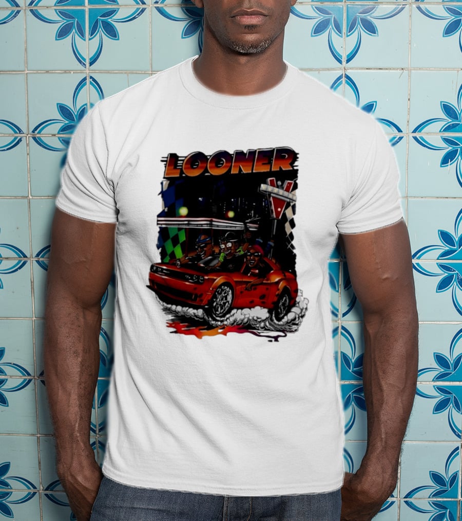 Looner Cartoon Car Race Adventure T-Shirt