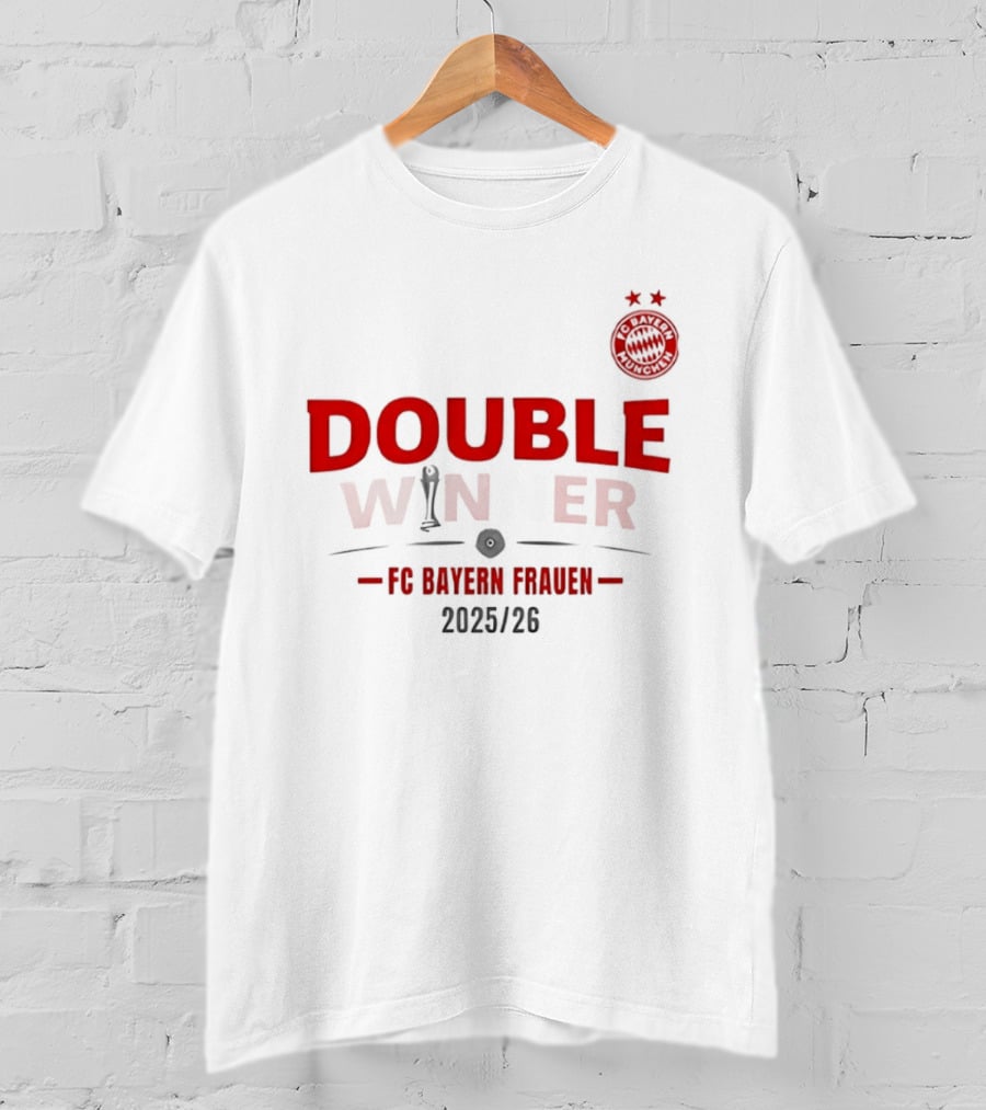 Double Winner FC Bayern Frauen 2025 2026 Championship Victory T-Shirt