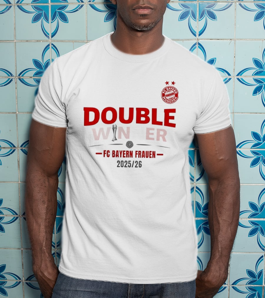 Double Winner FC Bayern Frauen 2025 2026 Championship Victory T-Shirt