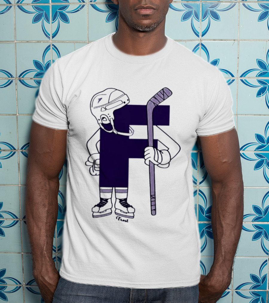 Minnesota Frost Hockey Character With Stick And Helmet T-Shirt