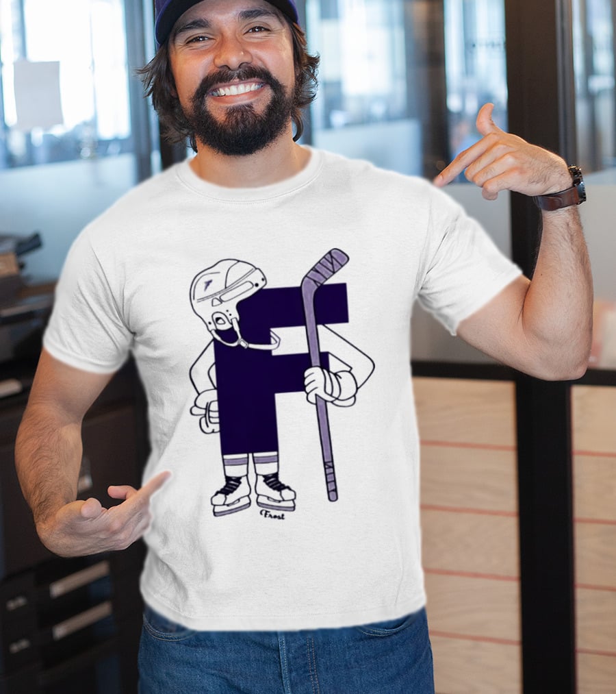 Minnesota Frost Hockey Character With Stick And Helmet T-Shirt