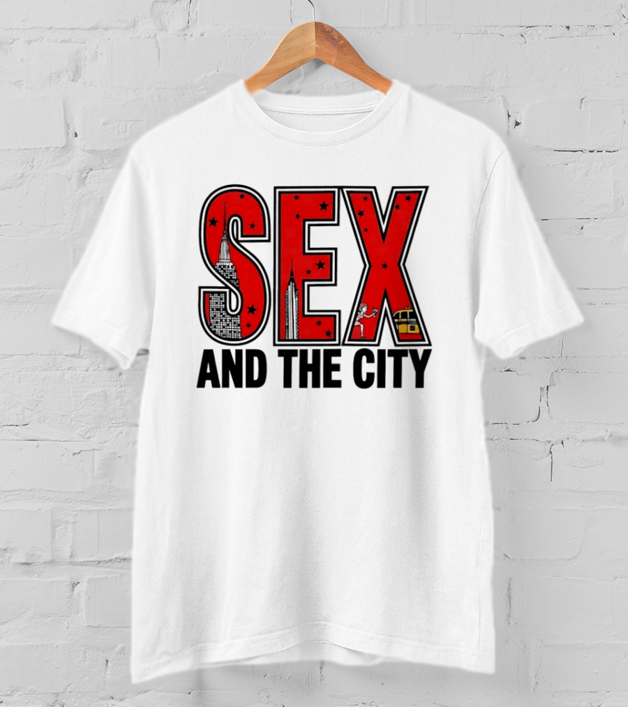 Sex And The City New York Skyline Taxi Skyscrapers Stars T-Shirt