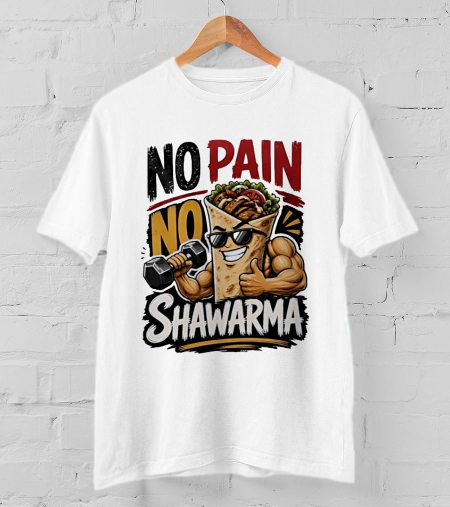 No Pain No Shawarma Workout Motivational Shawarma T-Shirt