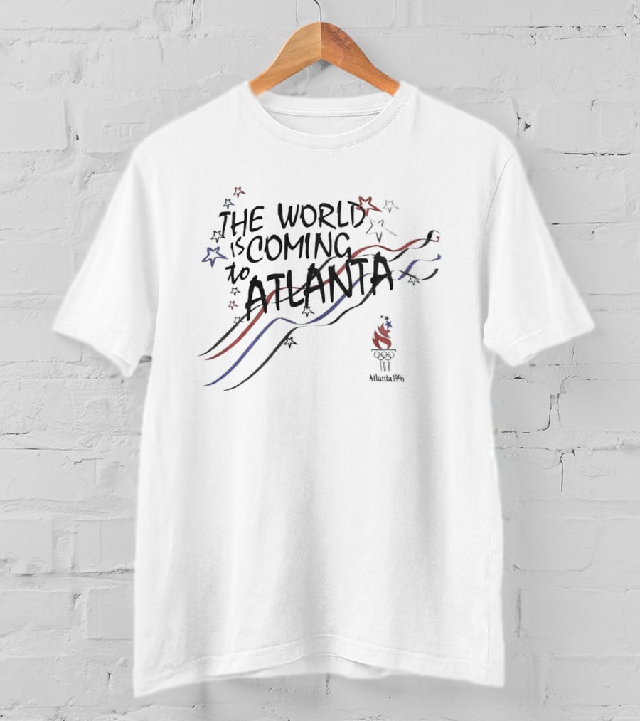 The World Is Coming To Atlanta 1996 Olympics Torch T-Shirt