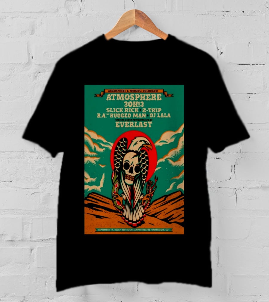 Atmosphere Friends Colorado Slick Rick Red Rocks September 19 2026 Morrison CO T-Shirt