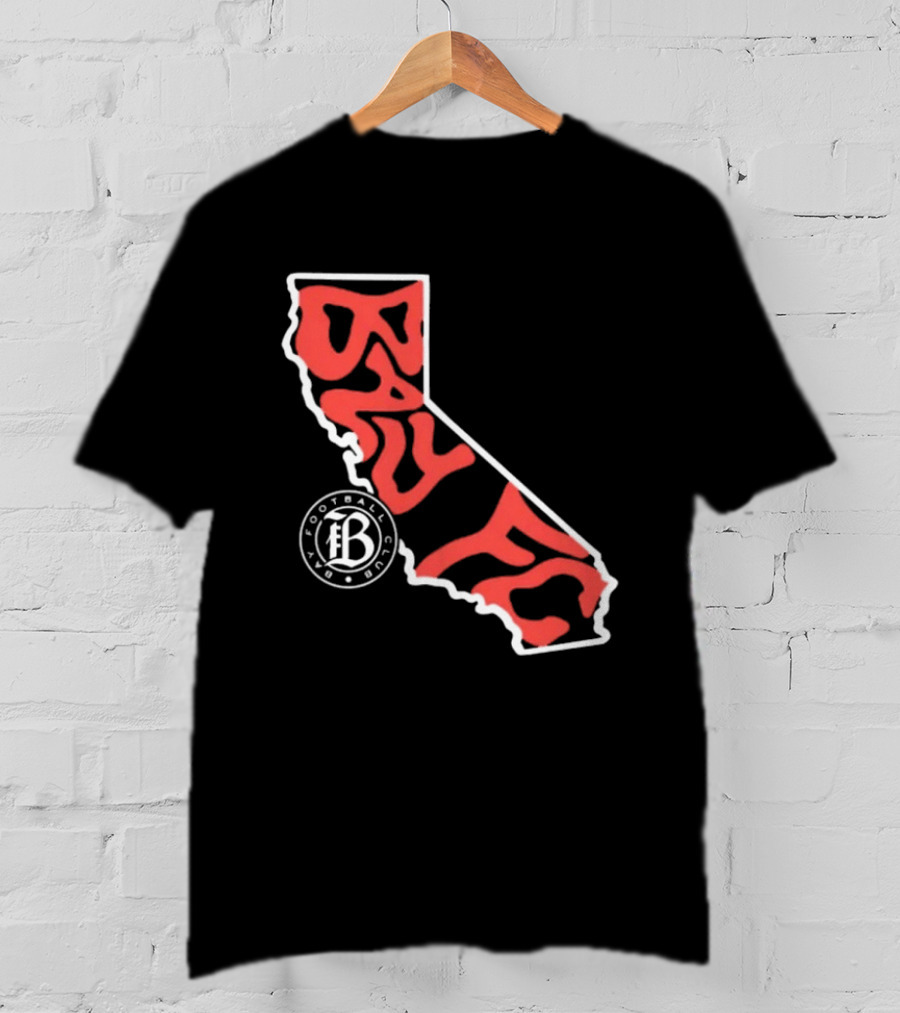 Bay FC Groovy Text California State Map Football Club T-Shirt