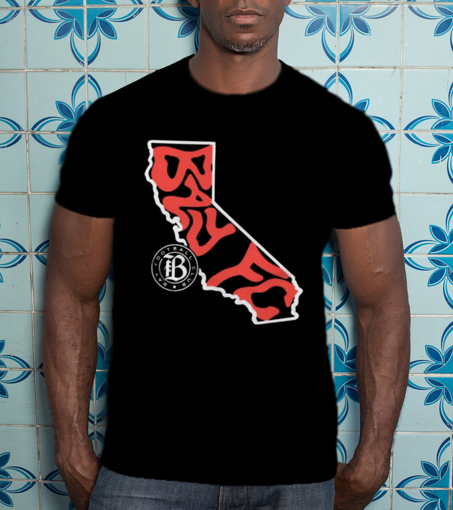 Bay FC Groovy Text California State Map Football Club T-Shirt