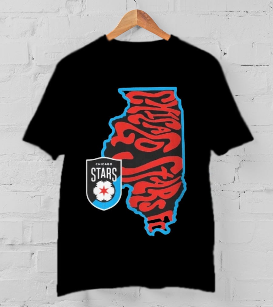 Chicago Stars FC Groovy Team State Illinois Map T-Shirt