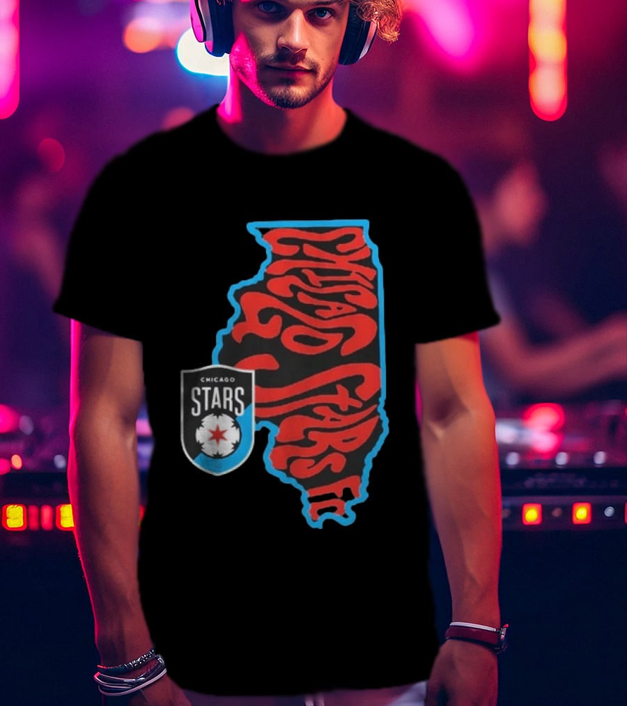 Chicago Stars FC Groovy Team State Illinois Map T-Shirt
