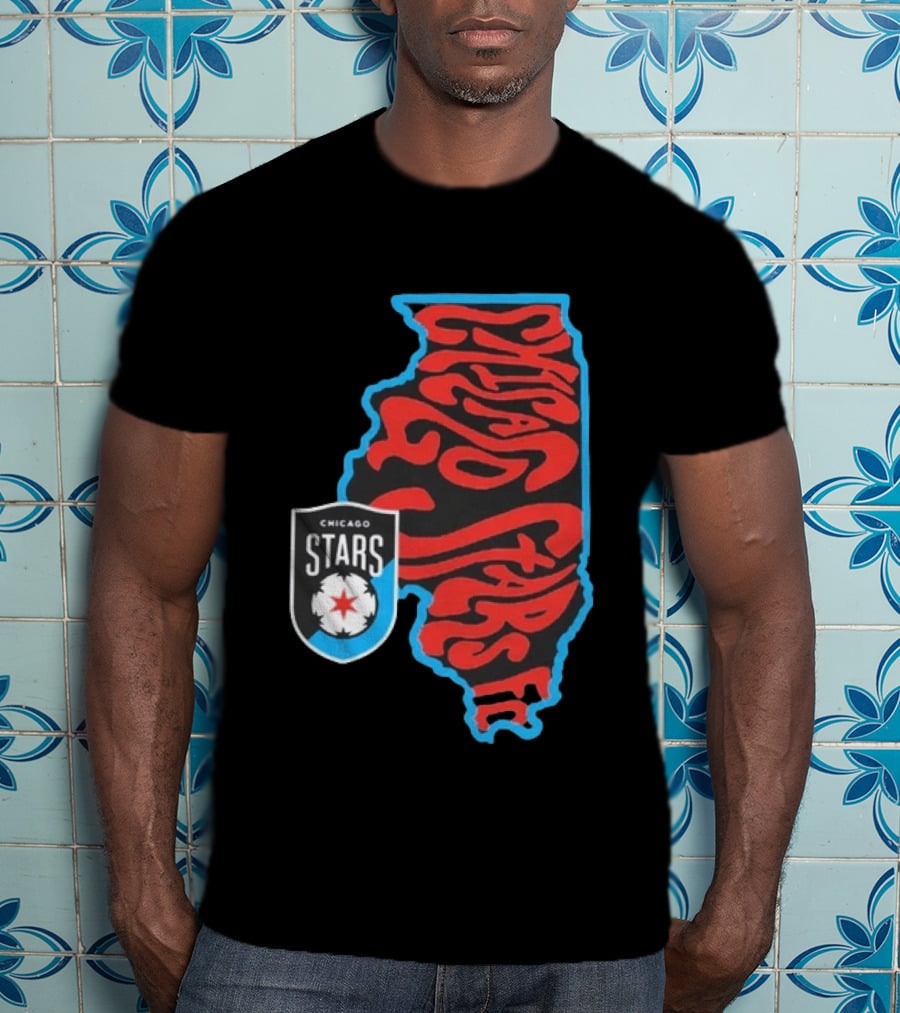 Chicago Stars FC Groovy Team State Illinois Map T-Shirt