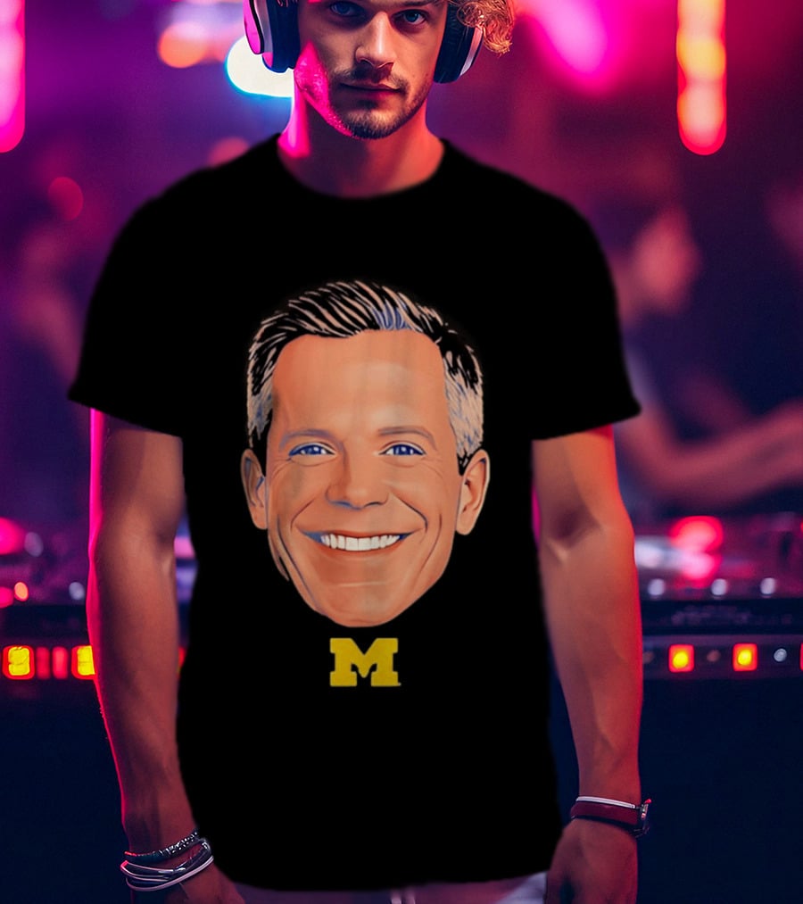 Dusty May Big Face Michigan Wolverines M Yellow T-Shirt