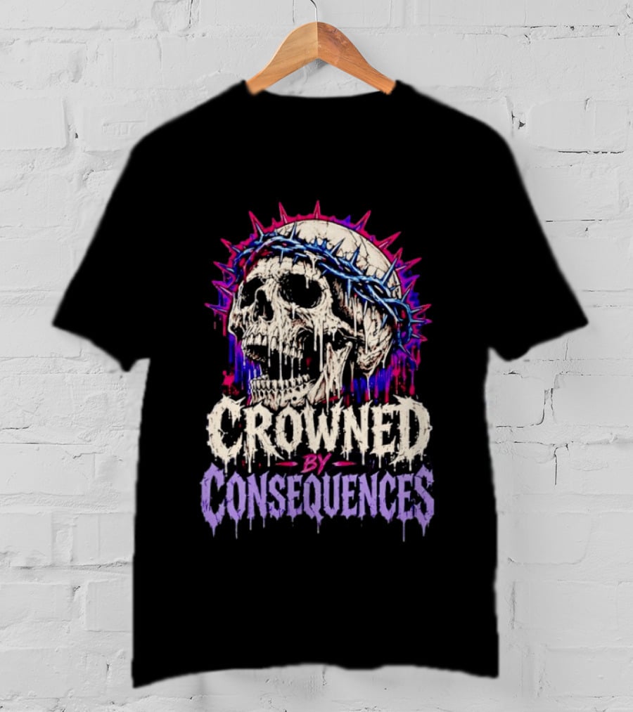Crowned By Consequences Dark Skull Gothic Horror T-Shirt