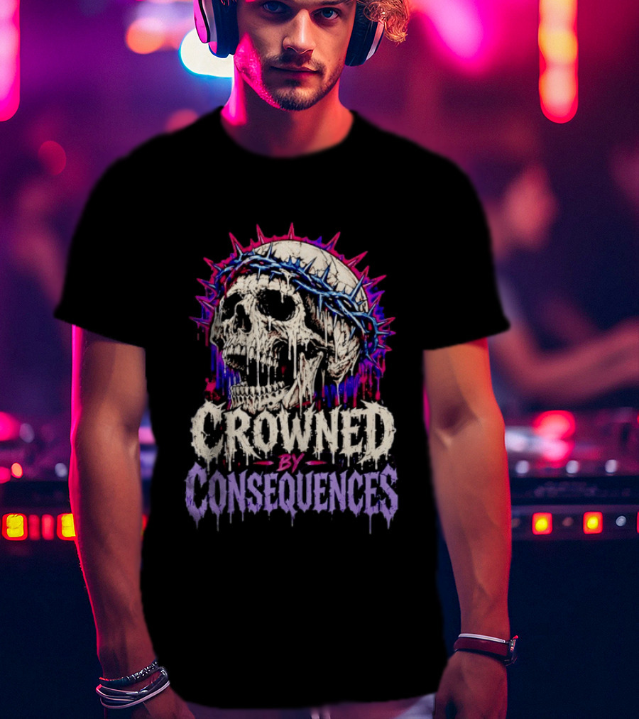 Crowned By Consequences Dark Skull Gothic Horror T-Shirt