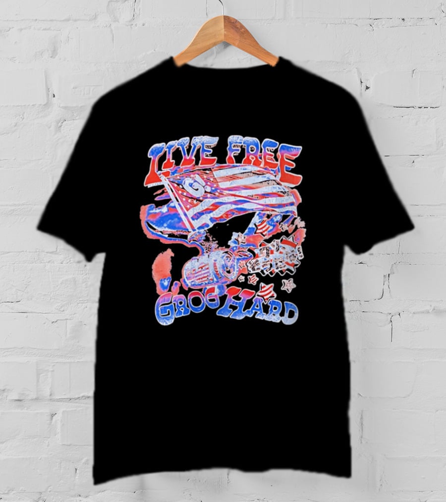 Live Free Grog Hard 2026 Grog Tour American Flag Crocodile And Beer Barrel T-Shirt