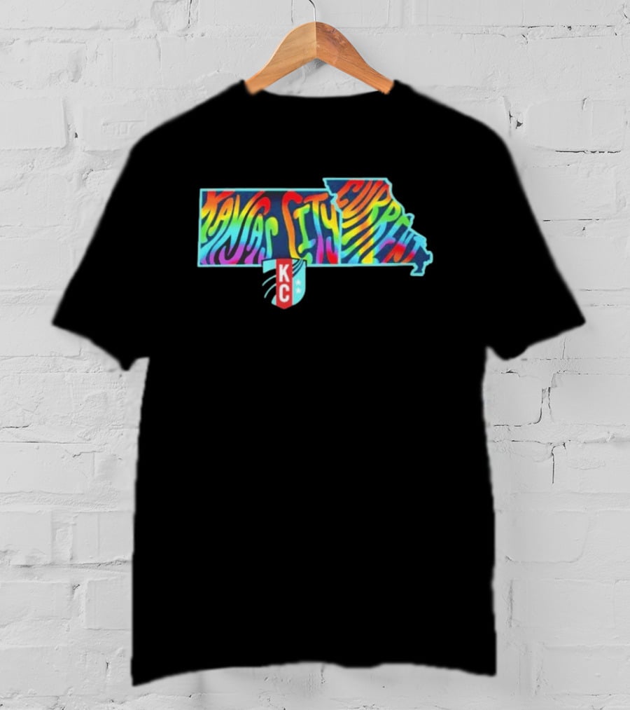 Kansas City Current Groovy Pride State KC Iconic Colorful Map T-Shirt